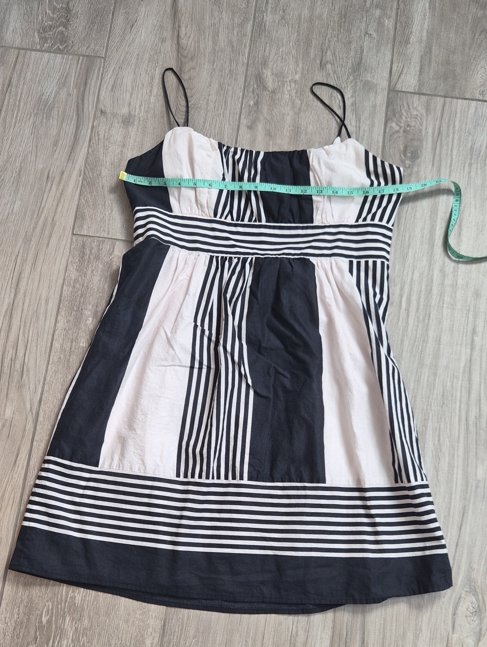Ann Taylor Black and White Striped Spaghetti Strap Dress